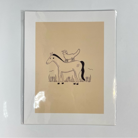 Cowgirl UFO Meowdy Y'all Art Print from Urban Outfitters Unframed 8x10 Cat Horse - Picture 1 of 3